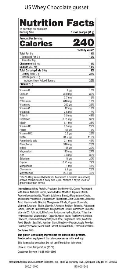 Nutrimeal Active Whey Protein Meal Replacement Shake usana supplement facts