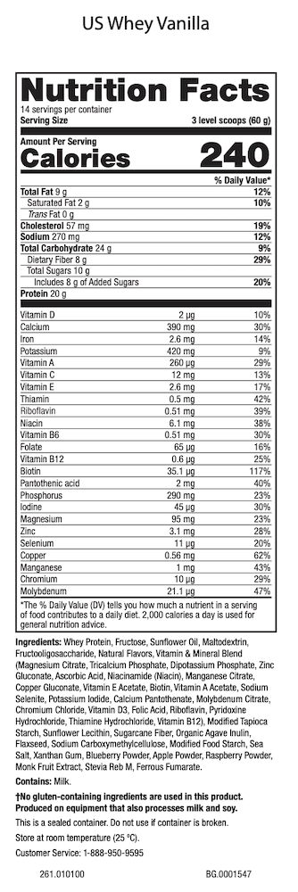 Vanilla Whey Nutrimeal Active Gusset USANA usa
