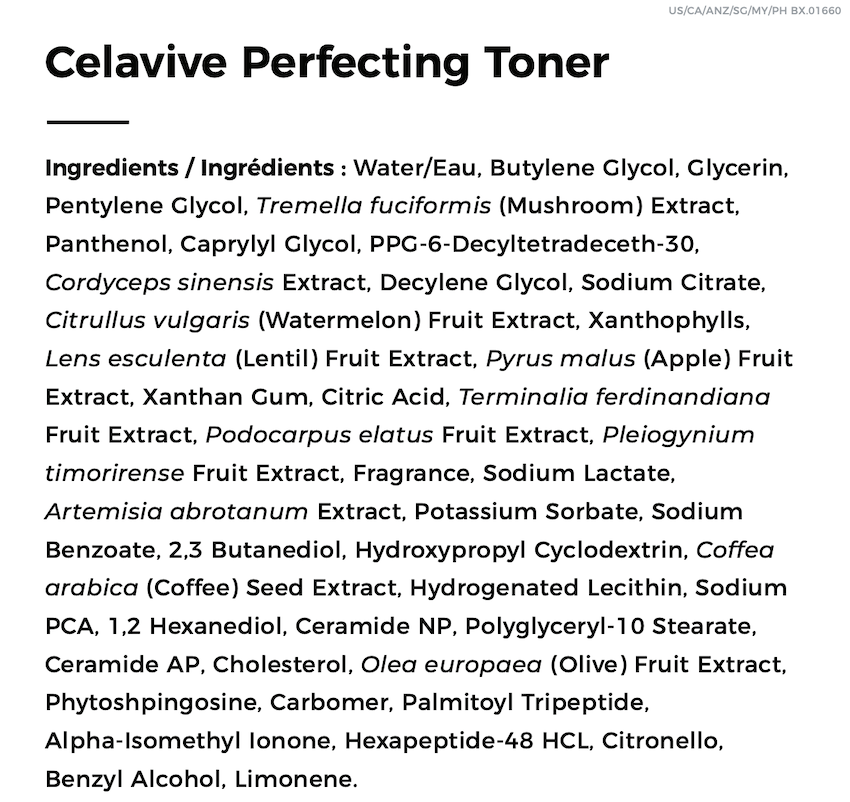 celavive perfecting toner supplements facts