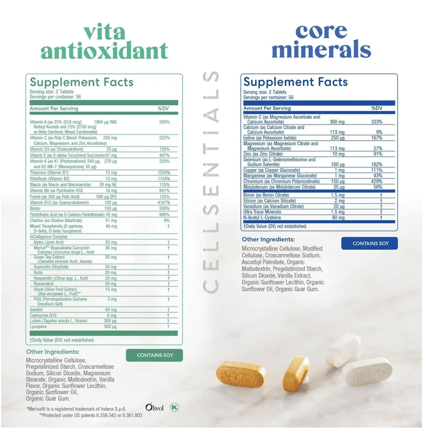 New USANA Cellsentials Supplement Facts