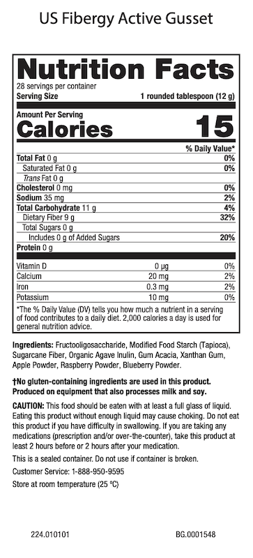 USANA USA Fibergy Active Supplement Facts