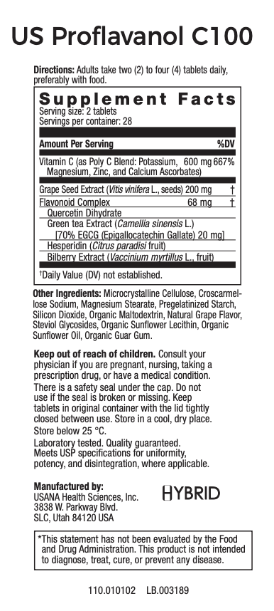 USANA proflavanol c100 upgrade usa supplement facts