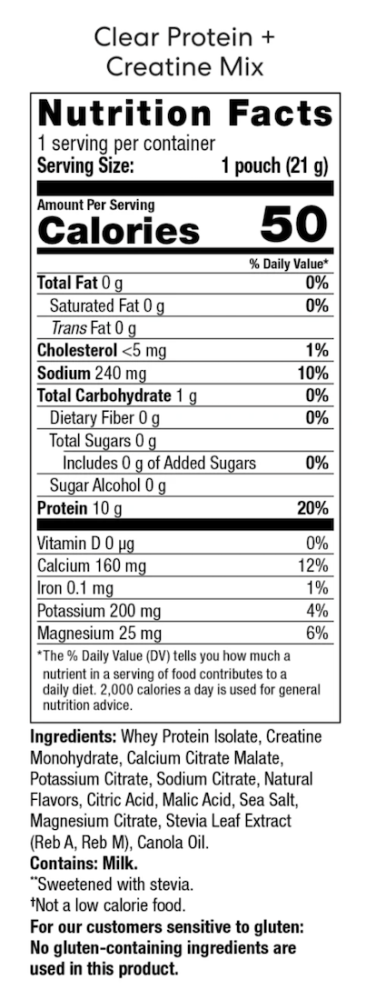 usana usa Clear Protein + Creatine Mix citrus supplement facts