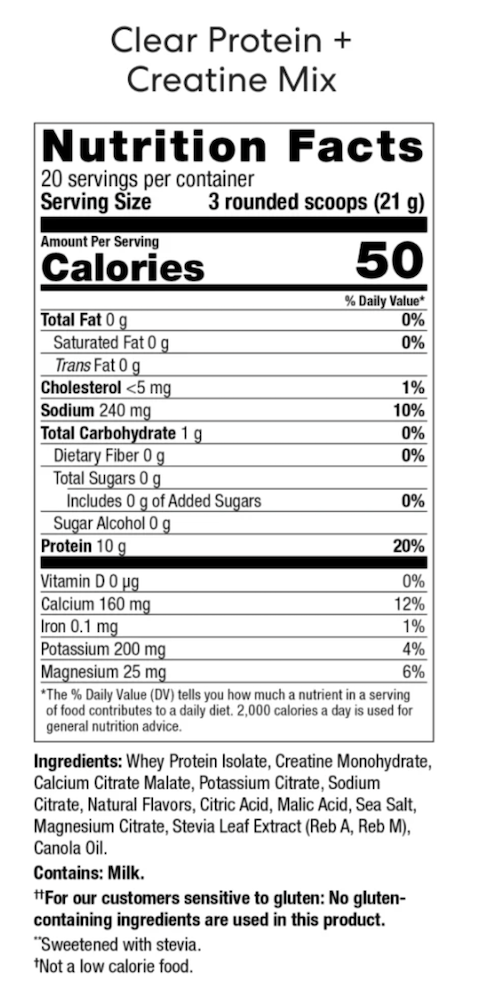 usana usa Clear Protein + Creatine Mix citrus supplement facts Scoops