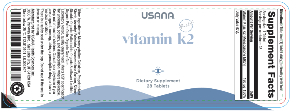 USANA USA Vitamin K2 Supplement Facts
