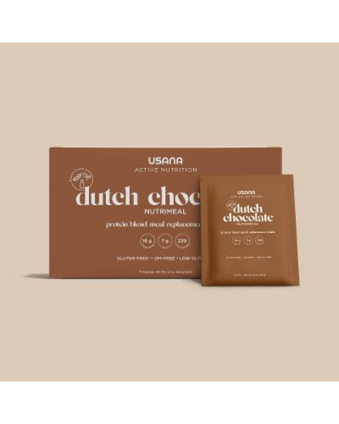alt USANA Dutch Chocolate Soy Protein Nutrimeal™ Packets text