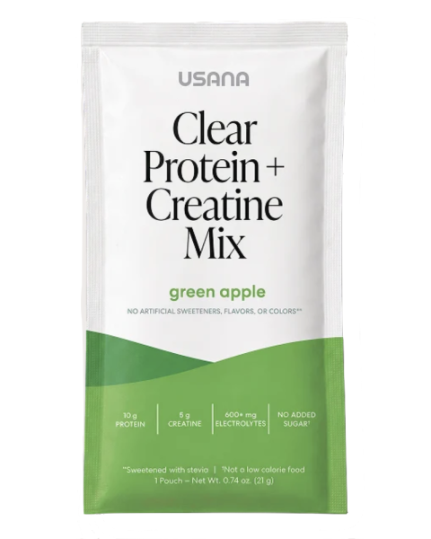 alt USANA Clear Protein + Creatine Mix + Electrolytes Single-Serve Packets text