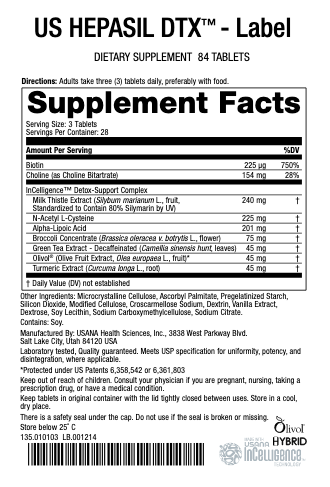 usa usana hepasil dtx supplement facts