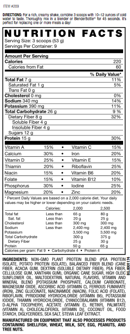 Nutrimeal Free Facts